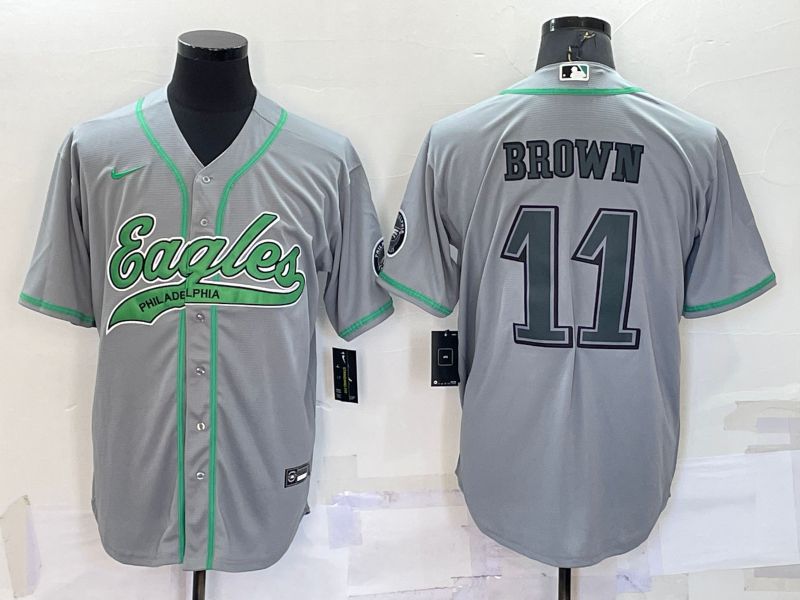Men Philadelphia Eagles #11 Brown Grey 2022 Nike Co branded NFL Jerseys->new orleans saints->NFL Jersey